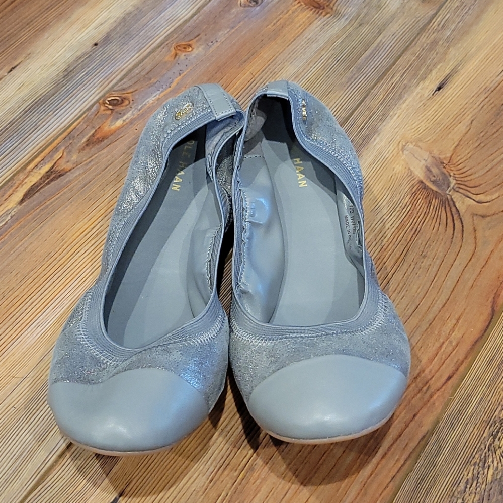 Cole Haan Silver Gray Metallic Ballet Flats - Picture 2 of 6